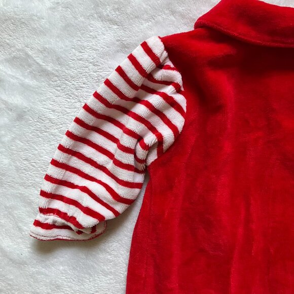 Tots Fifth Avenue Baby Footed Romper Size 6M | Red Velour Striped Pajamas VGUC - Picture 14 of 16